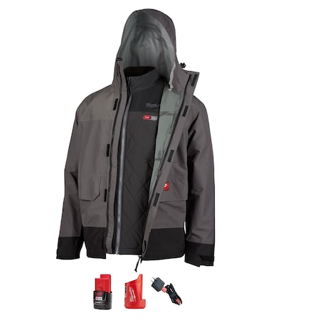 Milwaukee Tool M12 3IN1 Heated AXIS Jacket Kit w/ Gray Rainshell 203RN-213X